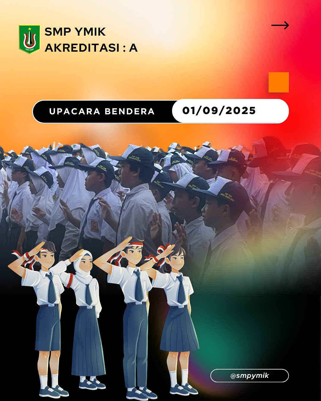 Senin, 1 September 2025, SMP YMIK melaksanakan upacara bendera rutin