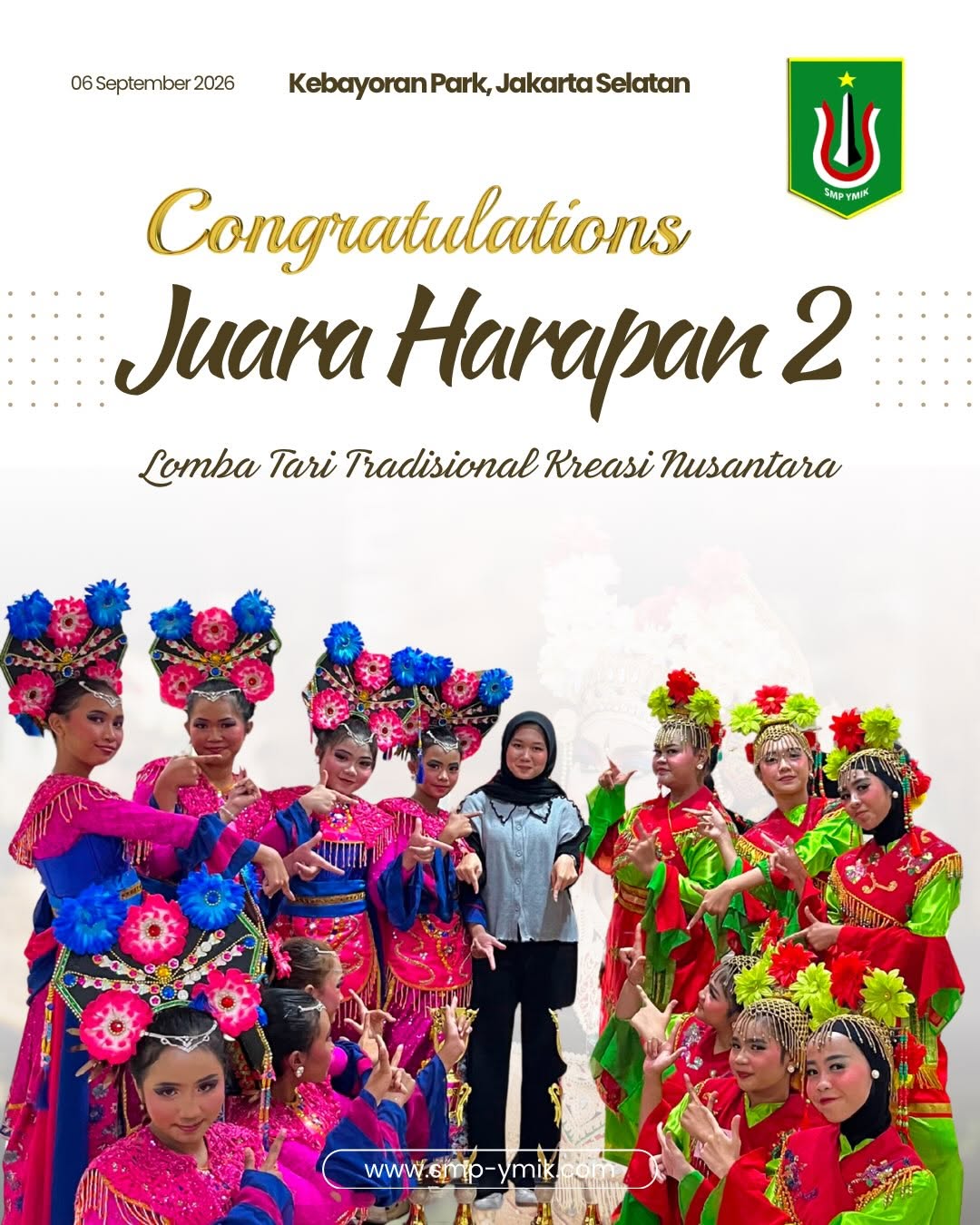 SMP YMIK Raih Juara Harapan 2 dalam Lomba Tari Tradisional Kreasi Nusantara